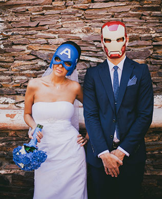Супергеройская свадьба, фотосессия в масках супергероев